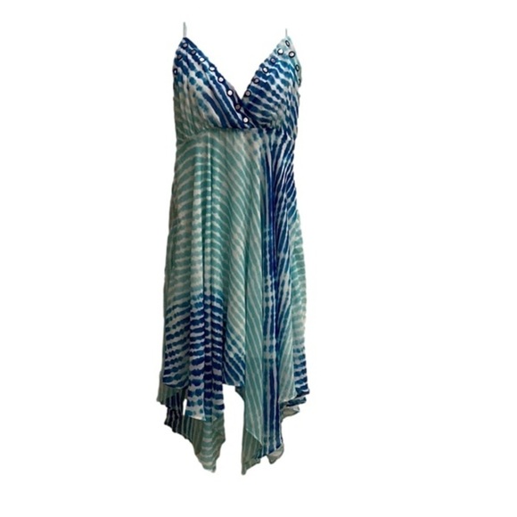 Boston Proper Watercolor Chiffon Slip Dress - Picture 1 of 16